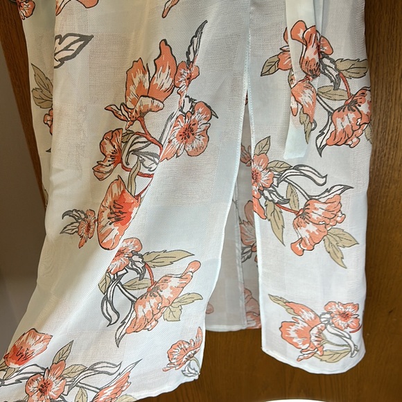 J.O.A. Light blue & coral floral midi dress S - Picture 5 of 13